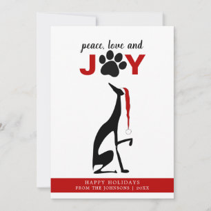 Cartão De Festividades Paz Amor e Alegria Cachorro Natal