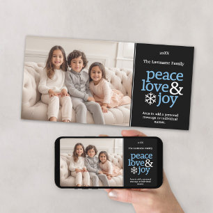 Cartão De Festividades Paz Amor e Alegria - Foto de Natal Simples