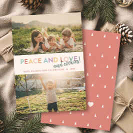 Cartão De Festividades Paz Amor e Cookies Divertido 2 Foto Arco-Íris