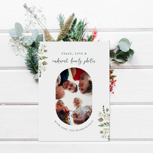Cartão De Festividades Paz, Amor e Fotos de Família Desajeitadas Natal