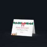 Cartão De Festividades Paz Amor e Joy Green Red Winter Greenery<br><div class="desc">Peace Love and Joy Green Red Winter Greenery" no TeePublic, enfatize a animada mensagem de feriado e os elementos naturais. Aqui está uma sugestão para sua lista: Título: Peace, Love and Joy - Green Red Winter Greenery Holiday Design Descrição do produto: "Celebre a temporada com esta design de 'Peace, Love,...</div>