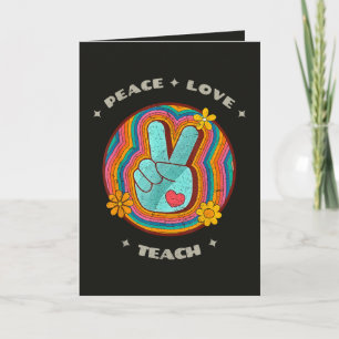 Cartão De Festividades Paz Amor Ensinar Vintage Retro 70s Hippie
