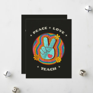 Cartão De Festividades Paz Amor Ensinar Vintage Retro 70s Hippie