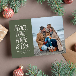 Cartão De Festividades Paz amor esperança alegria verde Natal foto