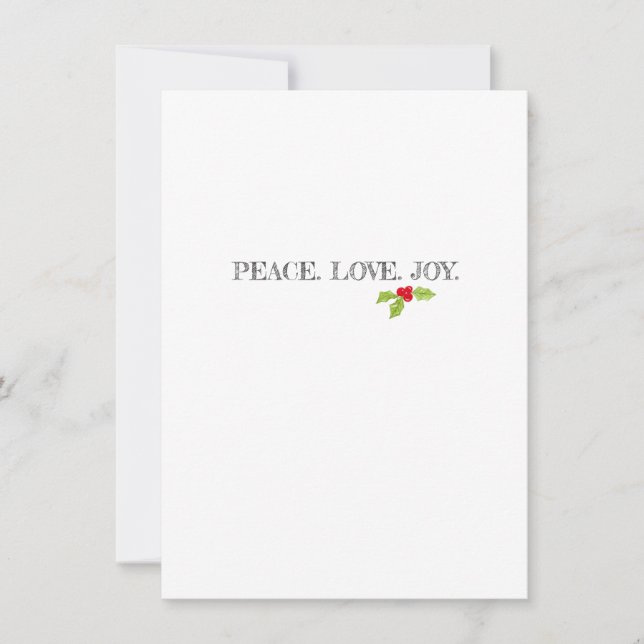 Cartão De Festividades Paz Amor Joy Holly Feliz Feriado de Natal (Frente)