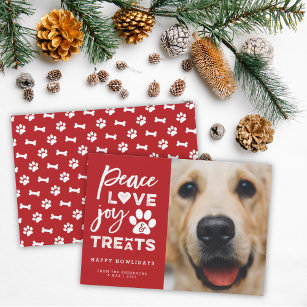 Cartão De Festividades Paz Amor Joy Tenta O Cachorro Ao Longo Foto Engraç