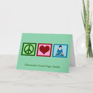 Cartão De Festividades Paz Amor Yoga Personalizado Studio Nome Verde