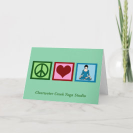 Cartão De Festividades Paz Amor Yoga Personalizado Studio Nome Verde