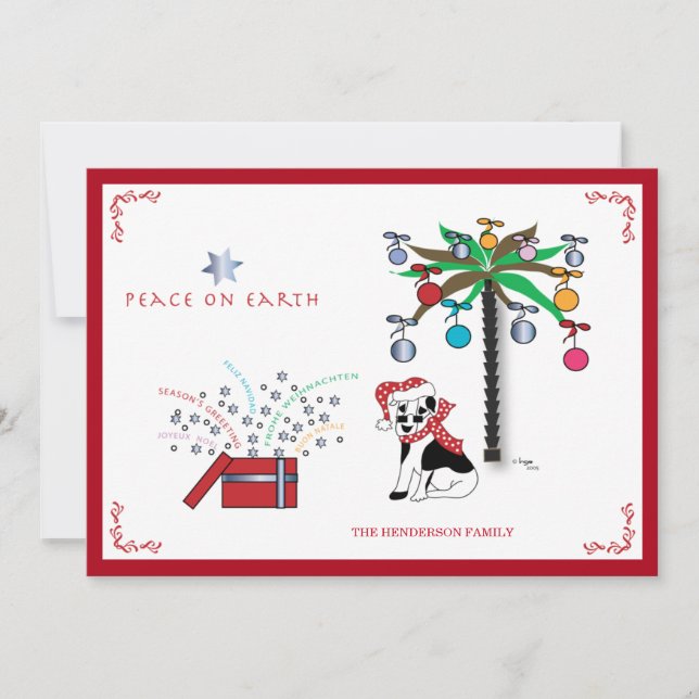 Cartão De Festividades Paz de Natal na Terra - Feriado Multilíngue (Frente)