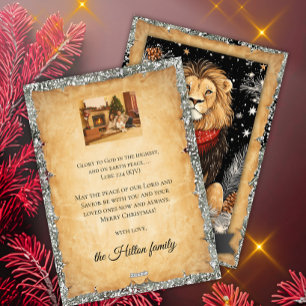 Cartão De Festividades Paz de Natal na Terra Foto de Família de Leão