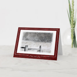 Cartão De Festividades Paz do Natal e cena nevado do inverno da alegria