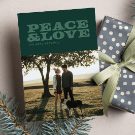Cartão De Festividades Paz e amor retrô verde uma foto