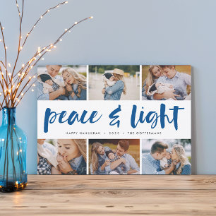 Cartão De Festividades Paz e Luz   Colagem de Fotos de Hanukkah