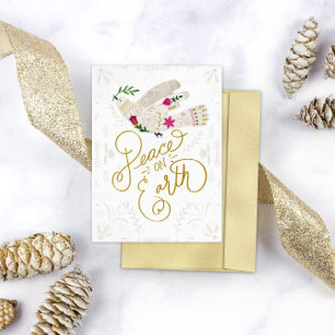 Cartão De Festividades Paz Elegante Na Terra Pombo Feriado