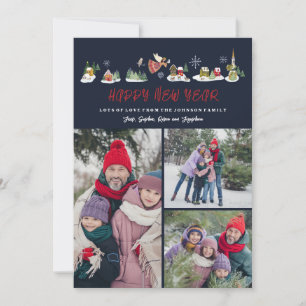 Cartão De Festividades Paz em Anjo Fofo na Terra Foto do Ano Novo 3 Fotos