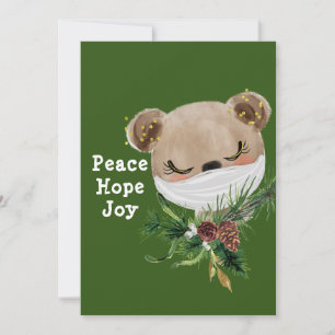 Cartão De Festividades Paz Esperança Joy Urso Mascarado