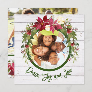 Cartão De Festividades Paz Joy Love 2 Foto Poinsettia Natal Floral