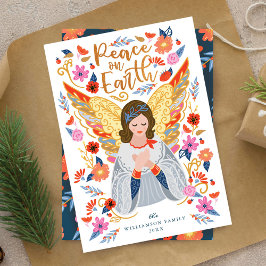 Cartão De Festividades Paz na Terra Angel Foloral Art White