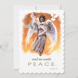 Cartão De Festividades Paz na Terra. Anjo Americano Africano