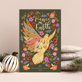 Cartão De Festividades Paz na Terra Dove Arte Folar Terrestre Verde