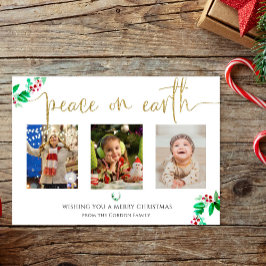 Cartão De Festividades Paz na Terra Natal 3 Fotografia Wreath Watercolor