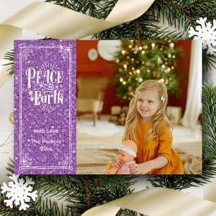 Cartão De Festividades Paz na Terra Provocando o Natal do Glitter Roxo