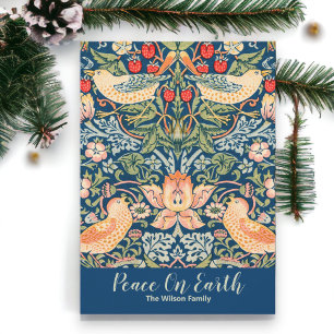 Cartão De Festividades Paz na Terra William Morris Vintage Personalizado
