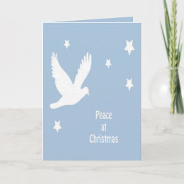 Cartão De Festividades Paz no Natal com Logotipo Branco de Pombo em Voo