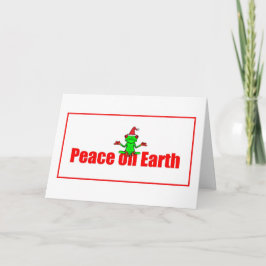 Cartão De Festividades Paz no Sapo da Árvore de Natal da Terra em um Chap