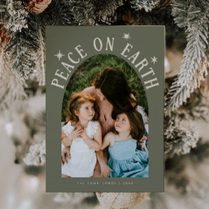 Cartão De Festividades Paz no Terch Arch Fotografia Sage no Natal Verde
