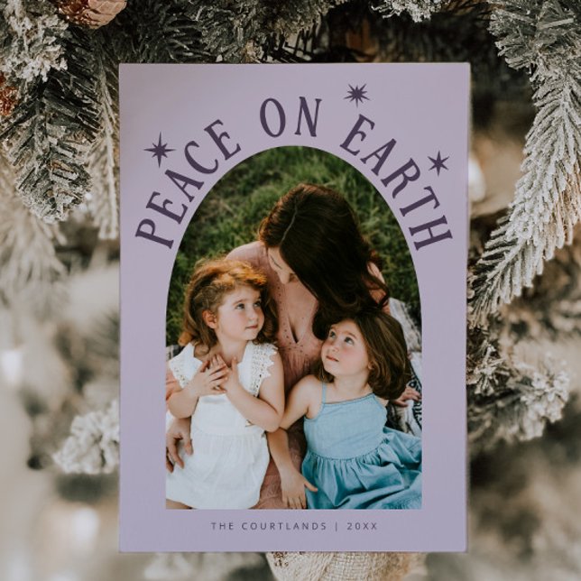 Cartão De Festividades Paz no Terch Foto de Natal Roxo (Criador carregado)