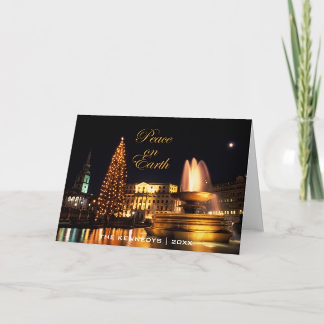 Cartão De Festividades Paz - quadrado de Trafalgar no Natal, Londres (Frente)