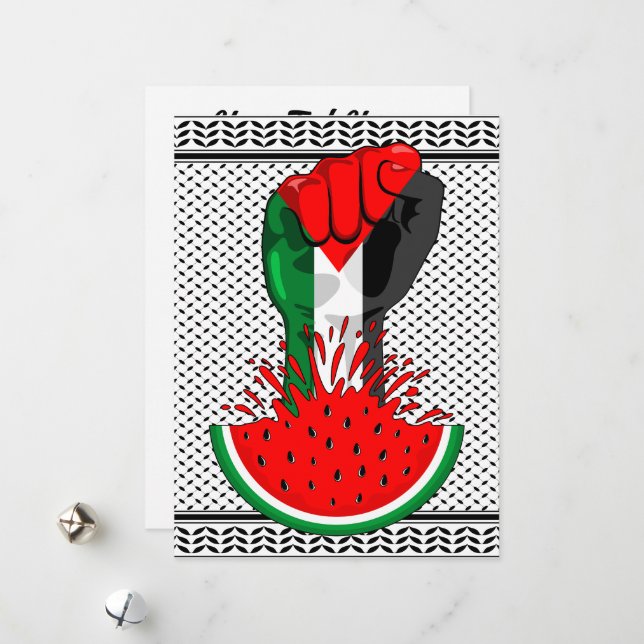 Cartão De Festividades Pé de resistência da Palestina em Watermelon (Frente/Verso In Situ)