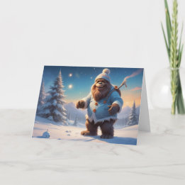 Cartão De Festividades Pé Grande rindo na Neve