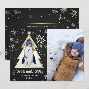 Cartão De Festividades Peace and Love Snowflakes, Árvore de Natal 2 Foto