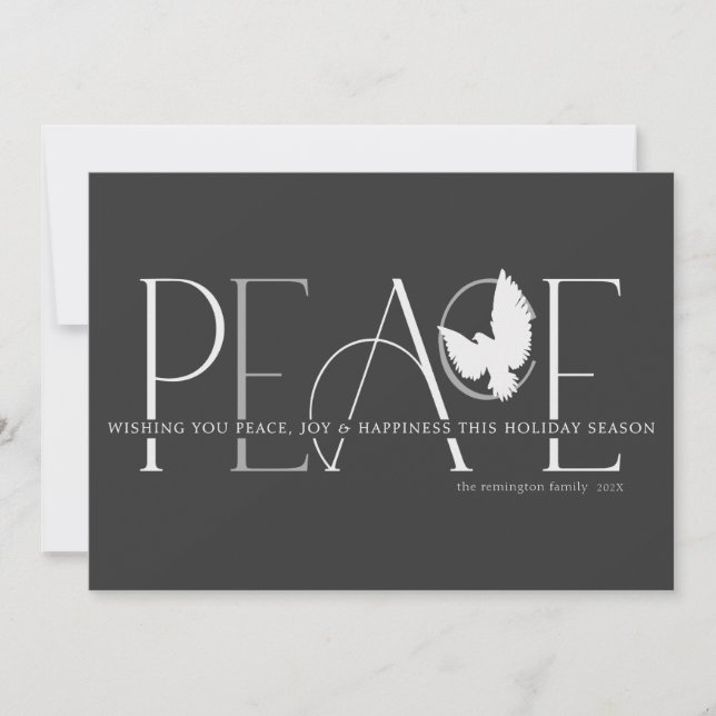 Cartão De Festividades Peace Dove Love Joy Black Holiday Card (Frente)