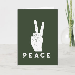 Cartão De Festividades Peace Hand Sign Green Holiday Card