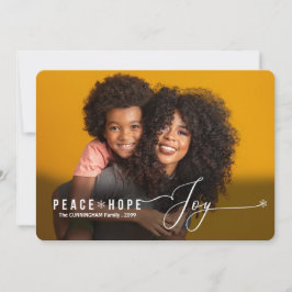 Cartão De Festividades Peace Hope Joy Foto de Natal