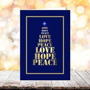 Cartão De Festividades Peace, Hope Love Unique Christmas Card