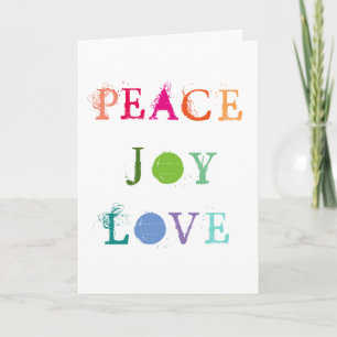 Cartão De Festividades Peace, Joy and Love Holiday Christmas Card