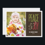 Cartão De Festividades Peace & Joy Holiday Photo Cards<br><div class="desc">Celebrate the season with this modern and stylish holiday card from Berry Berry Sweet. 

 Matching products:</div>