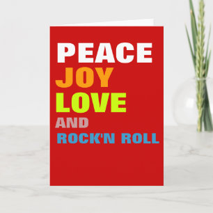 Cartão De Festividades Peace joy love and rock'n roll