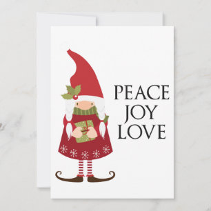 Cartão De Festividades Peace Joy Love Girl Gnome personalizável