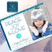 Peace Joy Love Script Chic Modern Snowflake Photo