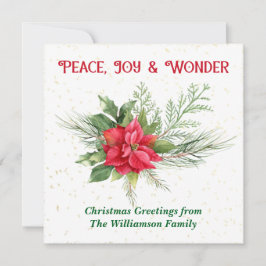 Cartão De Festividades Peace Joy & Wonder Red Poinsettia Christmas