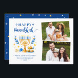 Cartão De Festividades Peace Love and Latkes Happy Hanukkah 2 Foto<br><div class="desc">Envie seus desejos com este Cartão com fotos de Férias que apresenta um Script Hanukkah e Símbolos de Férias Judaicas impressionantes para realçar sua mensagem de saudação.</div>