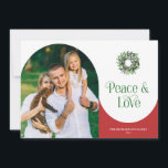 Cartão De Festividades Peace & Love Arch Photo Modern<br><div class="desc">Esta placa apresenta uma foto arquivada,  texto com uma espiral elegante e uma coroa.</div>