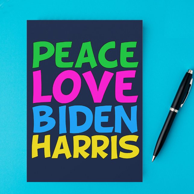 Cartão De Festividades Peace Love Biden Harris (Criador carregado)