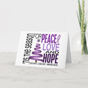 Cartão De Festividades Peace Love Hope Christmas Holiday Crohn's Disease