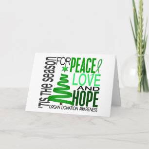 Cartão De Festividades Peace Love Hope Christmas Holiday Organ Donation